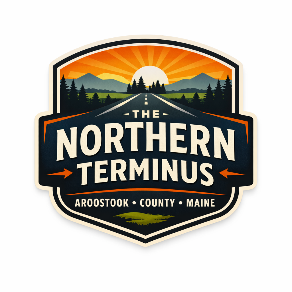 “The Northern Terminus logo representing the end of Interstate 95 and the gateway to Aroostook County, Maine.”